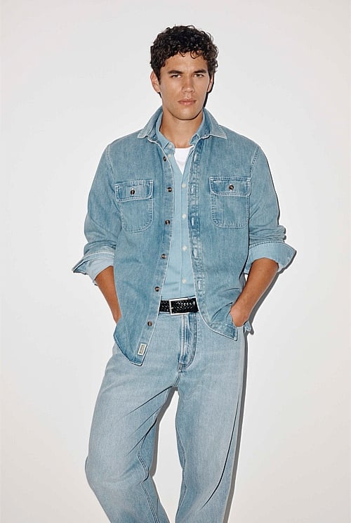 Long Sleeve Regular Workwear Denim Over-Shirt