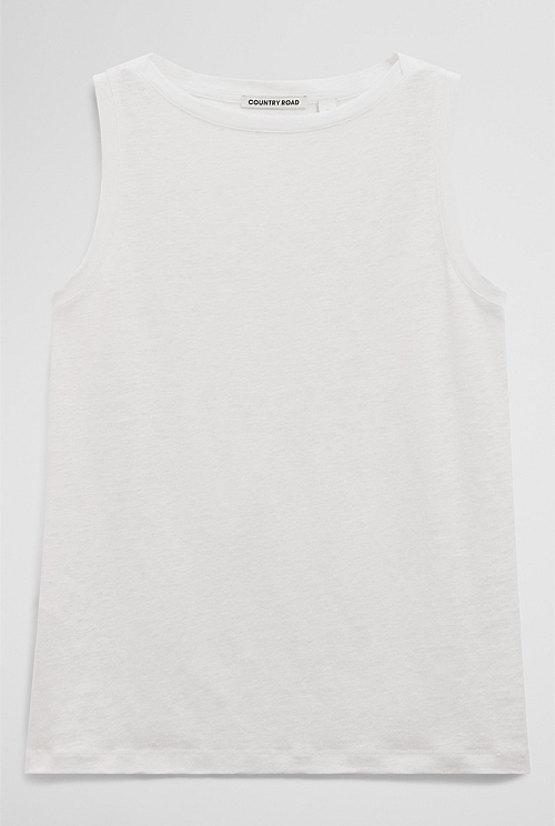 Linen Boat Neck Tank