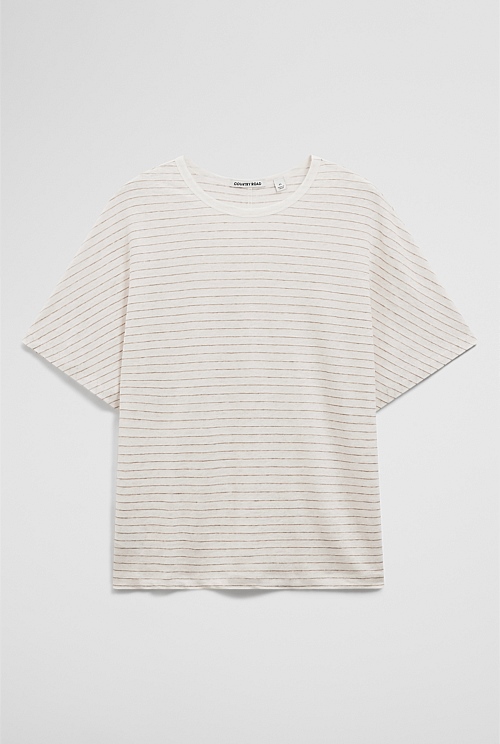 Stripe Linen Dolman T-Shirt Stripe Linen Dolman T-Shirt