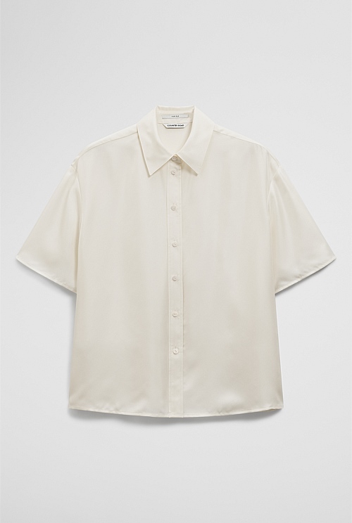 Short Sleeve Washable Silk Shirt Short Sleeve Washable Silk Shirt