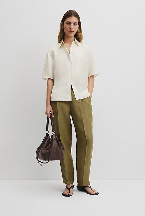 Short Sleeve Washable Silk Shirt Short Sleeve Washable Silk Shirt