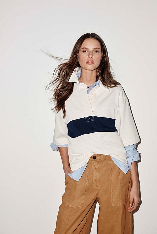 Australian Cotton Short Sleeve Workwear Block Rugby Polo Australian Cotton Short Sleeve Workwear Block Rugby Polo
