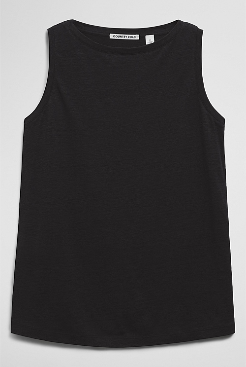 Linen Boat Neck Tank Linen Boat Neck Tank