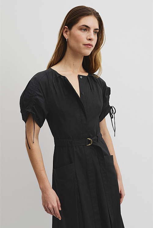 Gathered Sleeve Midi Dress Gathered Sleeve Midi Dress