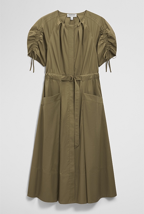 Gathered Sleeve Midi Dress Gathered Sleeve Midi Dress