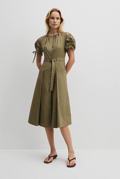Gathered Sleeve Midi Dress Gathered Sleeve Midi Dress