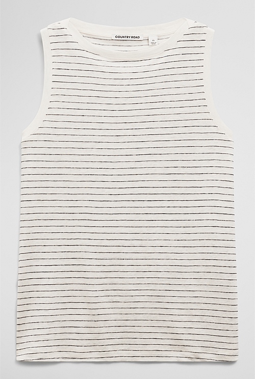 Stripe Linen Boat Neck Tank Stripe Linen Boat Neck Tank