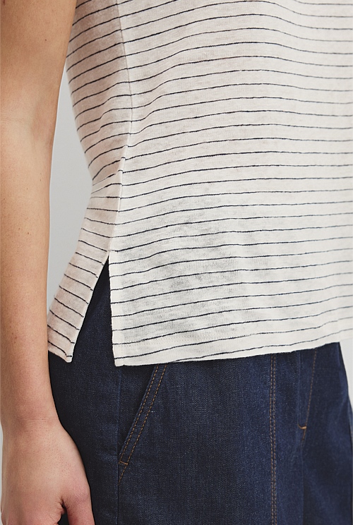 Stripe Linen Boat Neck Tank Stripe Linen Boat Neck Tank