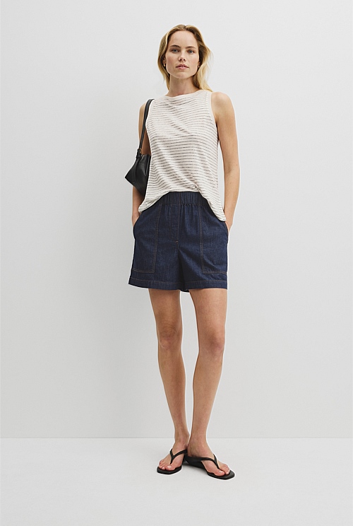 Stripe Linen Boat Neck Tank Stripe Linen Boat Neck Tank