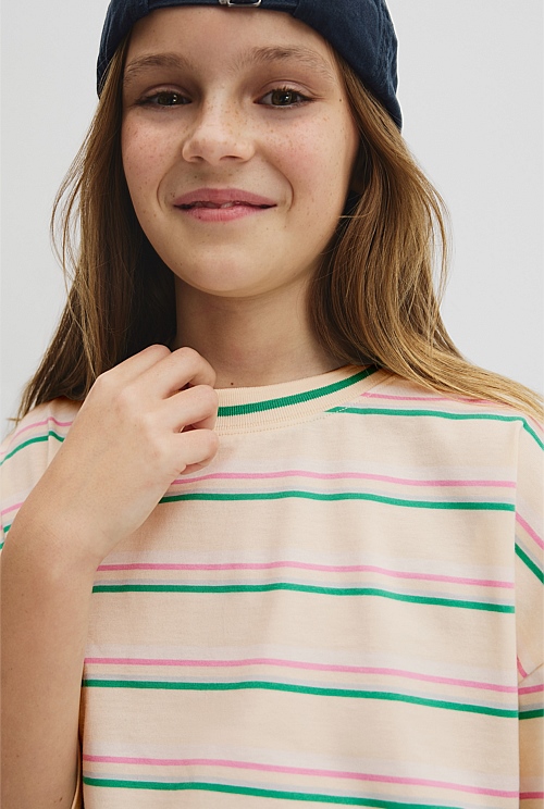 Teen Short Sleeve Oversized Stripe T-Shirt Teen Short Sleeve Oversized Stripe T-Shirt
