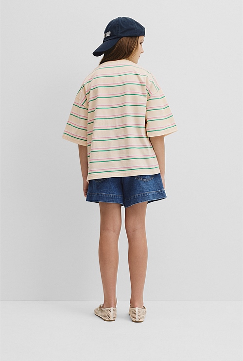 Teen Short Sleeve Oversized Stripe T-Shirt Teen Short Sleeve Oversized Stripe T-Shirt