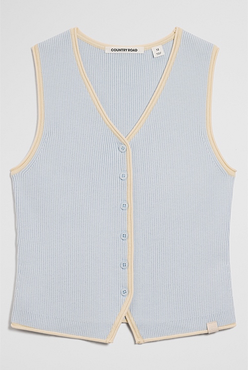 Teen Sleeveless Button Through Knit Teen Sleeveless Button Through Knit