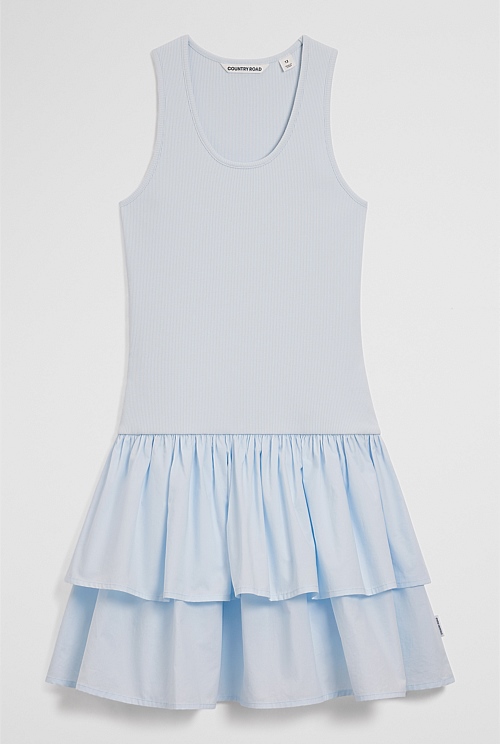 Teen Australian Cotton Blend Sleeveless Knit Woven Dress Teen Australian Cotton Blend Sleeveless Knit Woven Dress