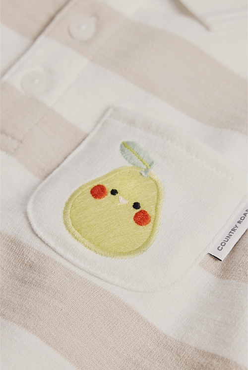Organically Grown Cotton Textured Polo Romper