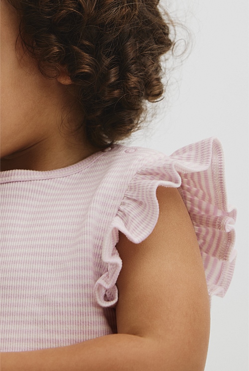 Australian Cotton Blend Short Sleeve Stripe Rib T-Shirt Australian Cotton Blend Short Sleeve Stripe Rib T-Shirt