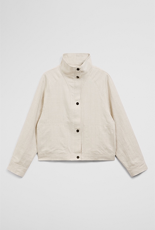 Linen Funnel Neck Jacket Linen Funnel Neck Jacket