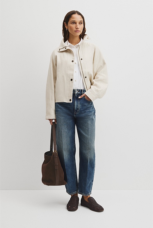 Linen Funnel Neck Jacket Linen Funnel Neck Jacket