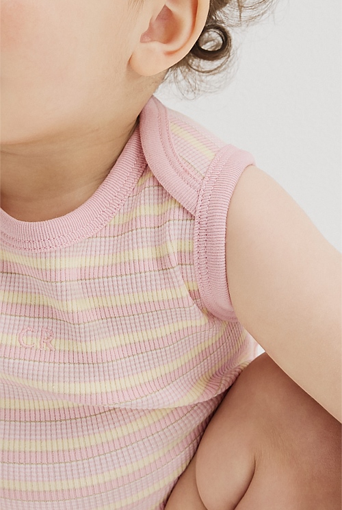 Organically Grown Cotton Blend Sleeveless Rib Bodysuit Organically Grown Cotton Blend Sleeveless Rib Bodysuit