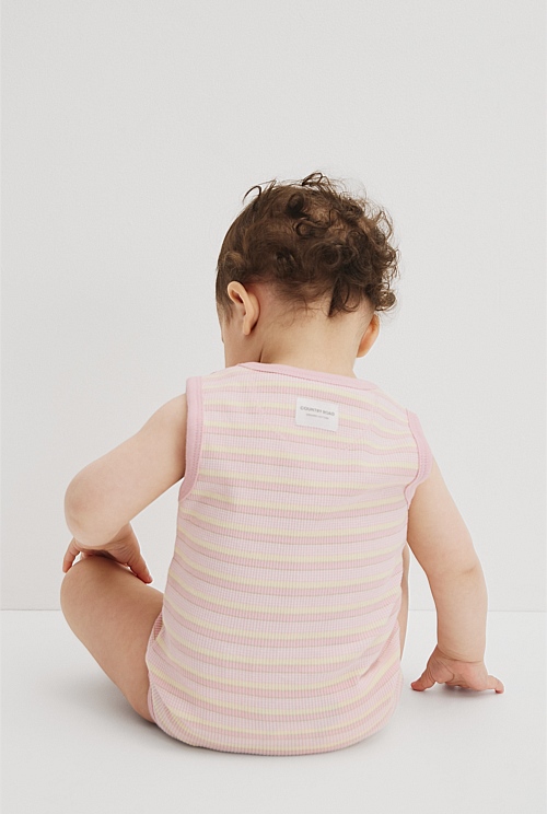 Organically Grown Cotton Blend Sleeveless Rib Bodysuit Organically Grown Cotton Blend Sleeveless Rib Bodysuit