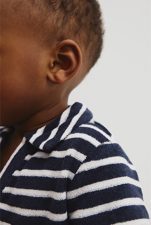 Relaxed Fit Stripe Terry Polo