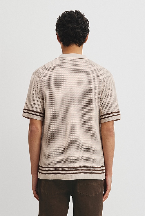 Relaxed Fit Australian Cotton Stripe Knit Shirt