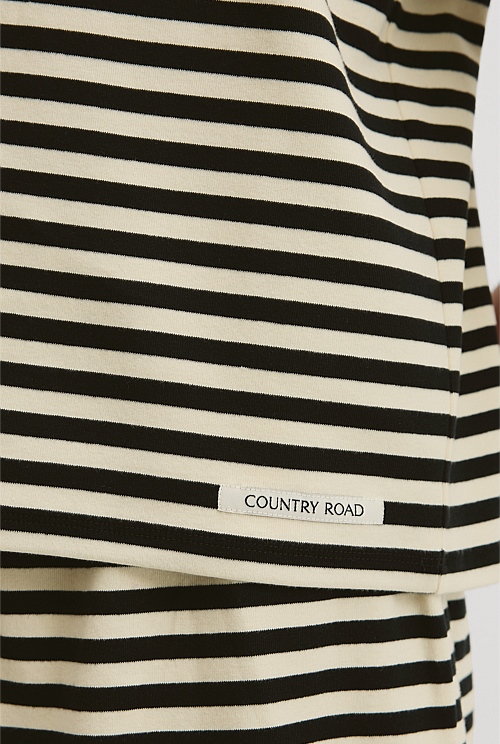 Australian Cotton Blend Stripe Boxy T-Shirt Australian Cotton Blend Stripe Boxy T-Shirt