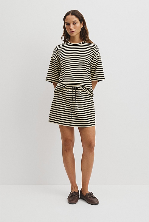 Australian Cotton Blend Stripe Boxy T-Shirt Australian Cotton Blend Stripe Boxy T-Shirt