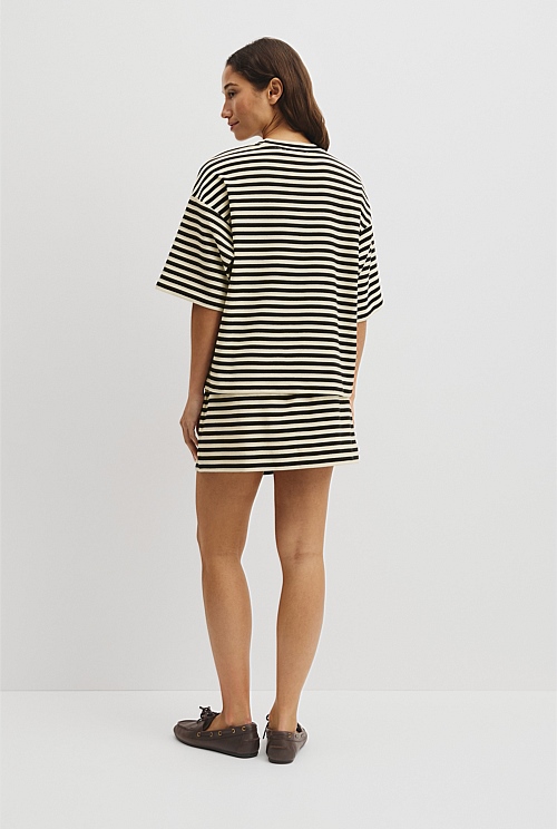 Australian Cotton Blend Stripe Boxy T-Shirt Australian Cotton Blend Stripe Boxy T-Shirt
