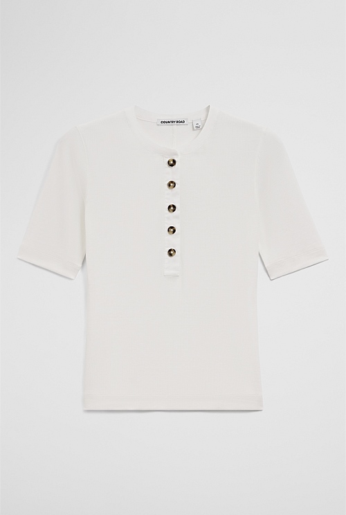Fine Rib Henley T-Shirt Fine Rib Henley T-Shirt