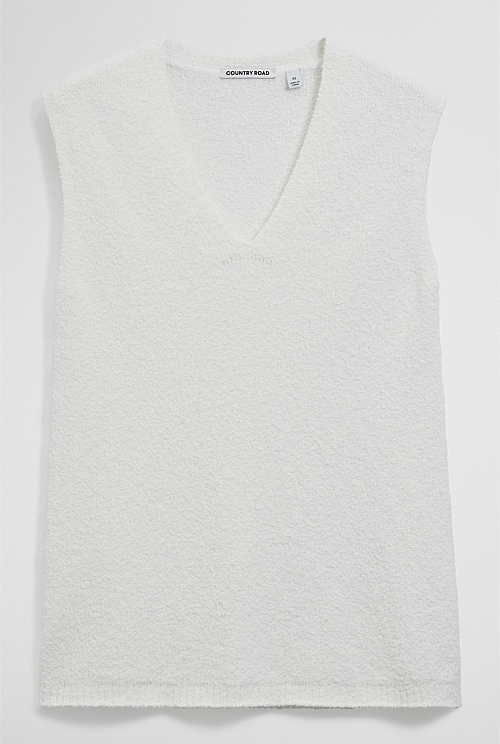 Australian Cotton Blend Compact Boucle Vest