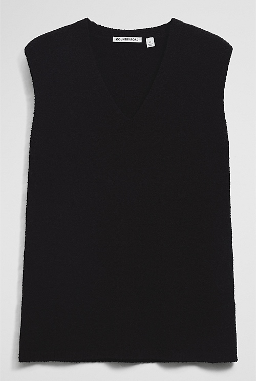 Australian Cotton Blend Compact Boucle Vest
