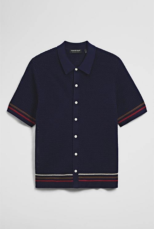 Relaxed Fit Australian Cotton Stripe Knit Shirt Relaxed Fit Australian Cotton Stripe Knit Shirt