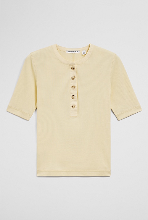 Fine Rib Henley T-Shirt