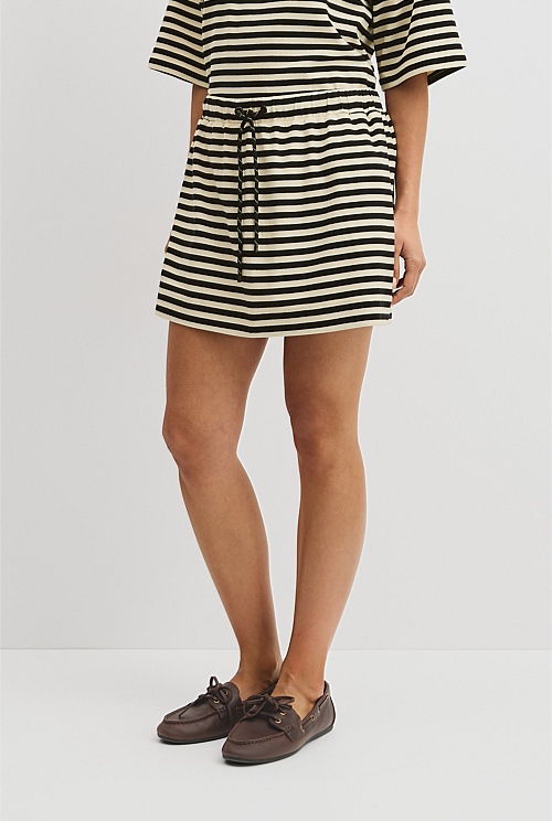 Australian Cotton Blend Stripe Jersey Skirt