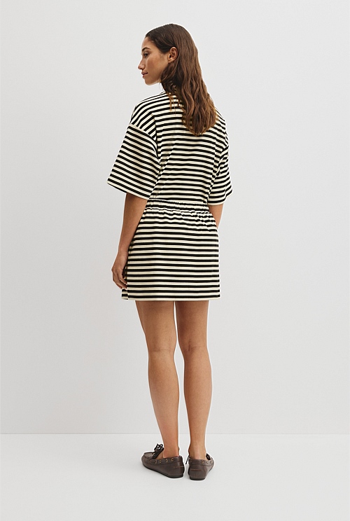 Australian Cotton Blend Stripe Jersey Skirt