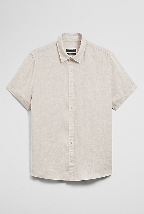 Regular Fit Short Sleeve Linen Shirt