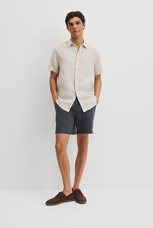 Regular Fit Short Sleeve Linen Shirt