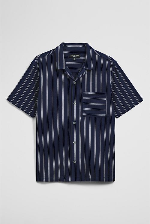 Textured Stripe Cuban Shirt Textured Stripe Cuban Shirt