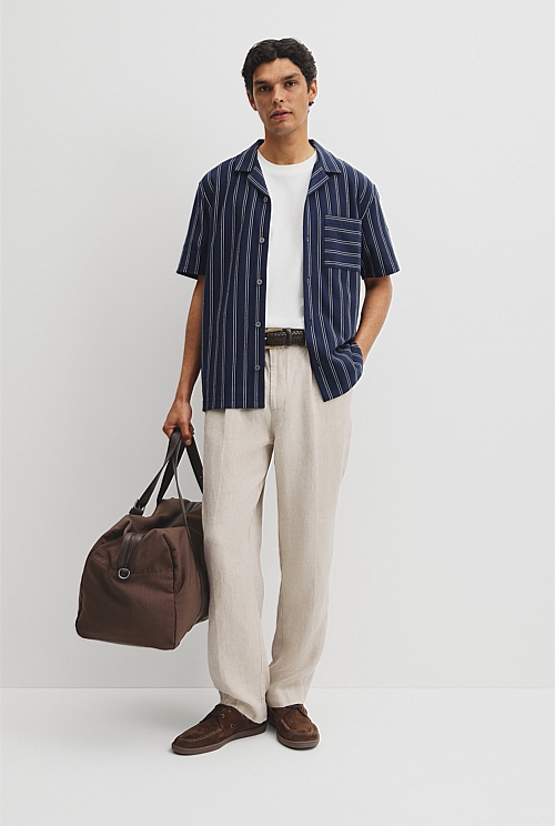 Textured Stripe Cuban Shirt Textured Stripe Cuban Shirt