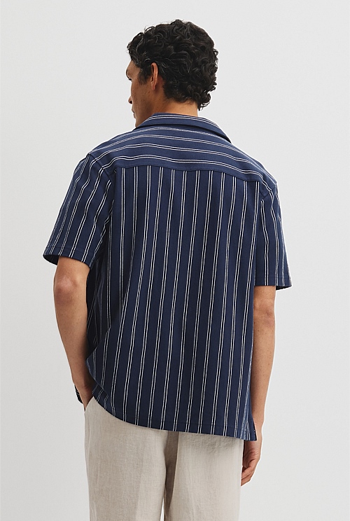 Textured Stripe Cuban Shirt Textured Stripe Cuban Shirt