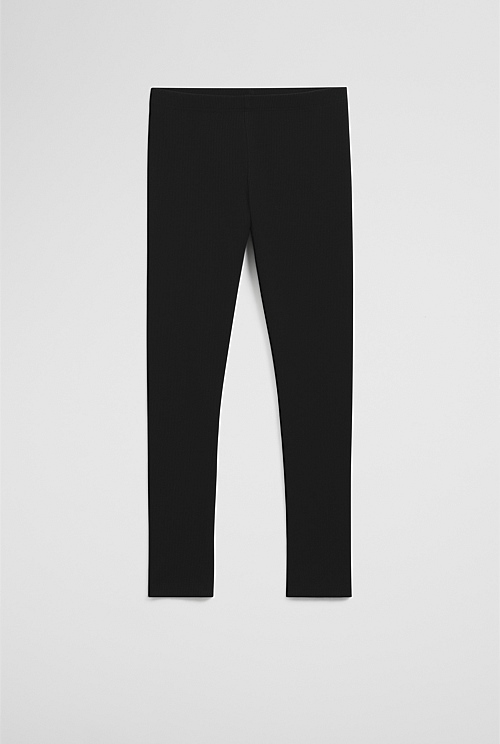 Organically Grown Cotton Blend Solid Rib Legging