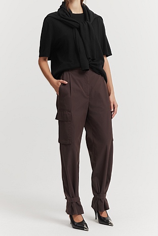 Chocolate Relaxed Pleat Detail Pant - Pants | Country Road