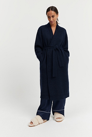 Navy Marle Knit Robe - Sleepwear | Country Road