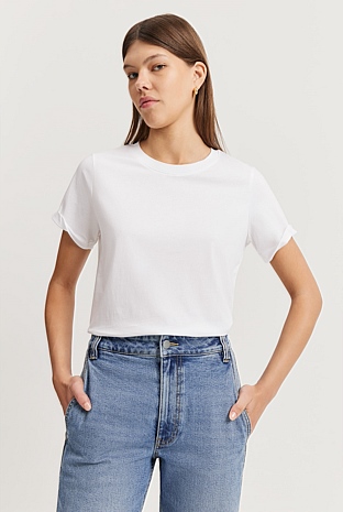 White Australian Cotton Slim Fit T-Shirt - T-Shirts & Tops | Country Road