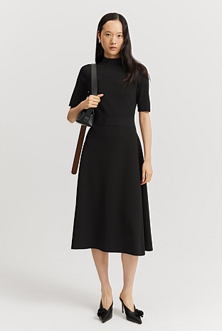 Black Compact Knit Dress - Dresses | Country Road