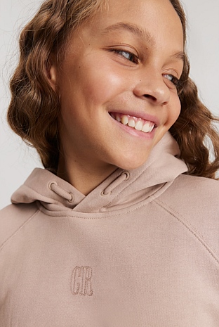 Teen Cotton Blend Crop Seam Logo Hooded Sweat - Sweats | Country Road
