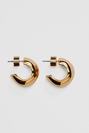 WP GOLD WIDE MOLTEN HOOP EARRINGS