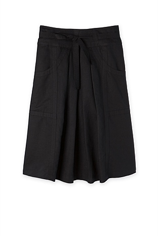 Black Linen Midi Skirt - Skirts | Country Road