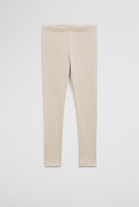 Organically Grown Cotton Blend Solid Rib Legging