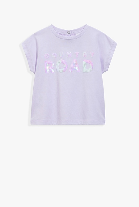 Organically Grown Cotton Sequin Logo T-Shirt